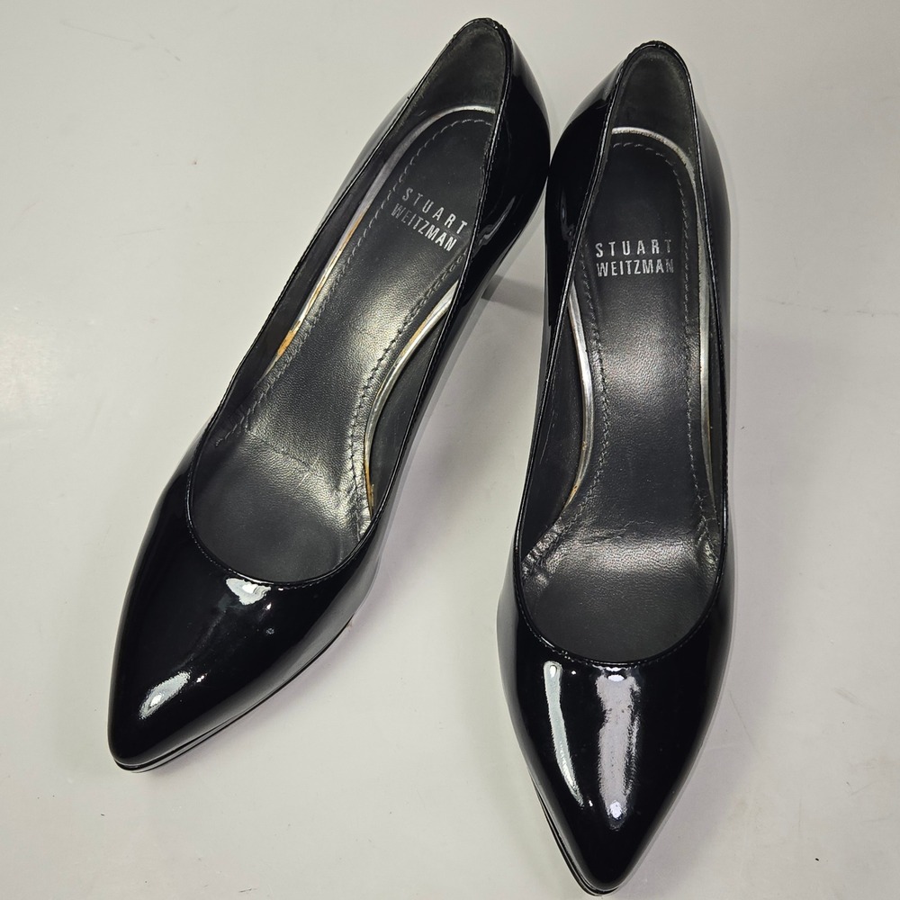Stuart Weitzman Black Patent Leather Pointed Toe Platform Pumps SW-52757-2 6.5M